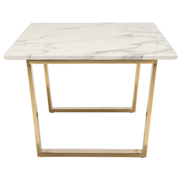 White Marble Top Coffee Table, Gold Base