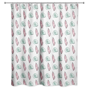 Green and Pink Shells 71x74 Shower Curtain