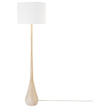 Kanana 65" Faux Wood Floor Lamp with White Cotton Shade
