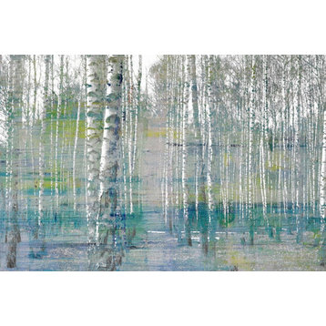 "Teal Tree Forest" Painting Print on Wrapped Canvas, 24"x16"