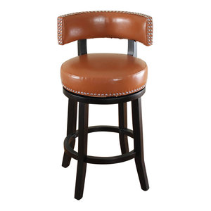 Mossoro Dark Brown Swivel Leather Counter Stool Modern Bar Stools And Counter Stools By Monsoon Pacific