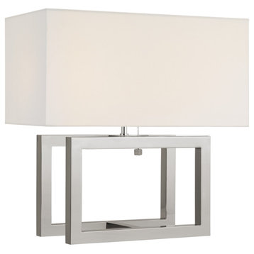 Galerie Medium Table Lamp in Polished Nickel with Linen Shade