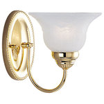 Livex Lighting - Edgemont Bath Light, Polished Brass - This one light wall sconce from the Edgemont collection is a fine and handsome fixture that features white alabaster glass. Edgemont is comprised of traditional iron forms in a polished brass finish.