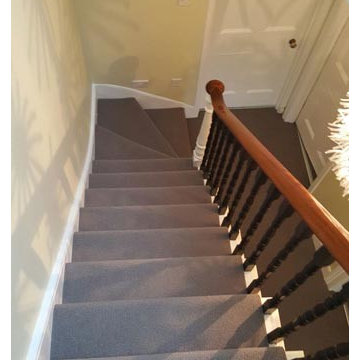 Brown Carpet Installation to Stairs