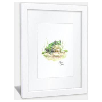 "Woodland Tinies" Frog Individual Framed Print, With Mat, White, 18"x24"