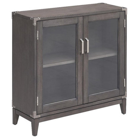 Leick Home 24010 Beckett Foyer Wood Cabinet in Gray-Anthracite/Pewter