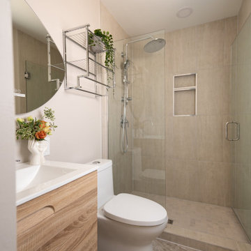 Modern Bathroom Remodel — Floating Vanity, LED Mirror & Frameless Glass Shower