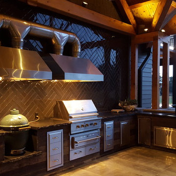 Lodge Style Reclaimed Wood Outdoor Kitchen