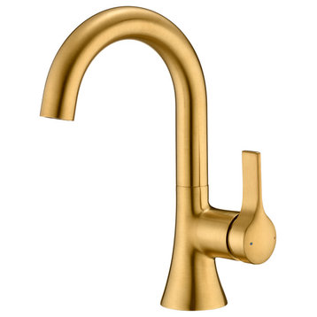 Luxier BSH11-S Single-Handle Bathroom Faucet with Drain, Brushed Gold
