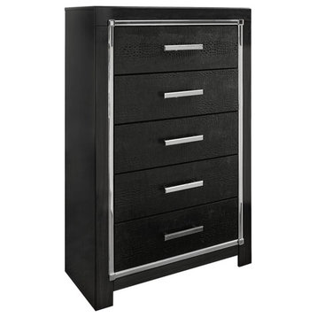 Bowery Hill Contemporary 5-Drawer Engineered Wood Chest in Dark Gray
