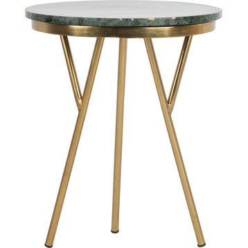 Coletta Marble Accent Table - Dark Green, Brass