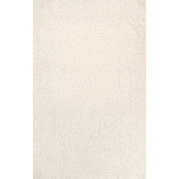 nuLOOM Marlow Soft Shag Faux Sheepskin Machine Washable Area Rug, White 3'x5'
