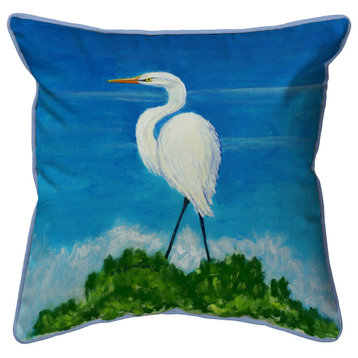 Betsy Drake Great Egret Extra Large 22 X 22 Indoor / Outdoor Pillow