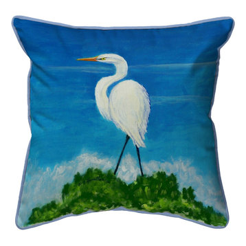 Betsy Drake Great Egret Extra Large 22 X 22 Indoor / Outdoor Pillow