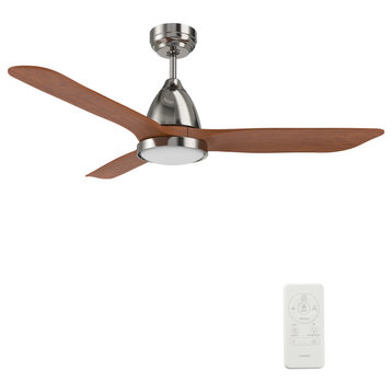 CARRO 52" DC Smart LED Ceiling Fan With Lights Dim and Remote for Home Bedroom, Solid Wood Antique Walnut