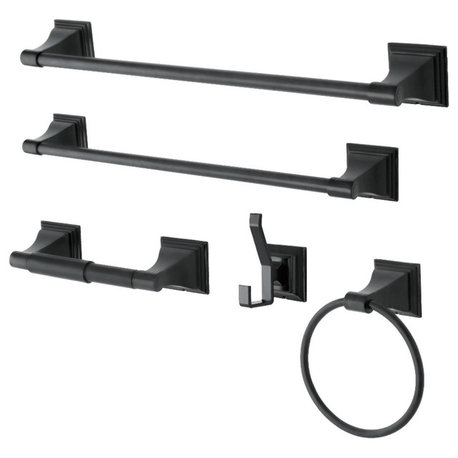 Kingston Brass 5-Piece Bathroom Accessory Set, Black