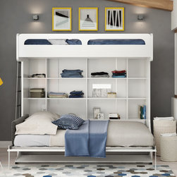 Castello - Twin Over Full Wall Bunk Bed with Table - Bunk Beds