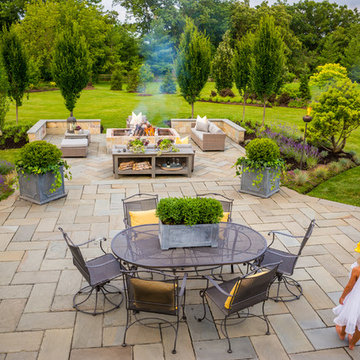 Entertain in this Backyard Landscape with Patio & Firepit: Perfect for Families!