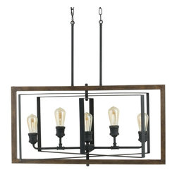 Palermo Grove Collection 5-Light Black Gilded Iron Linear Chandelier - Chandeliers