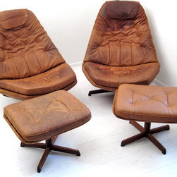 Pair Mid-Century Danish Lounge Chairs with Ottomans - SOLD - Armchairs And Accent Chairs