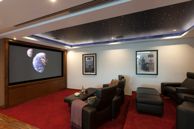 Inspiration for a contemporary home theatre in London.