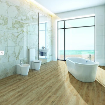 NC - Lakefront Bathroom - Luxury Vinyl Tile Neutral Blend 19003 Color