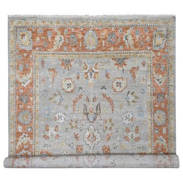 Tan Color, Oushak Design, Soft Wool Hand Knotted Oversized Rug, 11'10"x14'9"