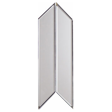 Reflections 3.75 in x 11.75 in Beveled Glass Mirror Chevron Tile in Matte Silver