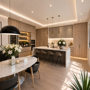 Modern Kitchen with Integrated Appliances and Custom Millwork