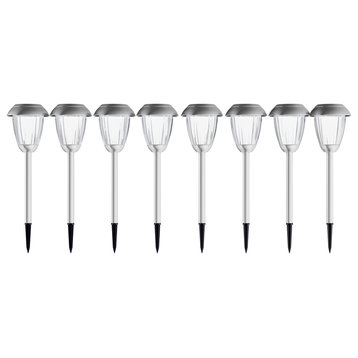 Solar Path Lights, Set of 8 Stainless Outdoor Lights by Pure Garden, Gunmetal