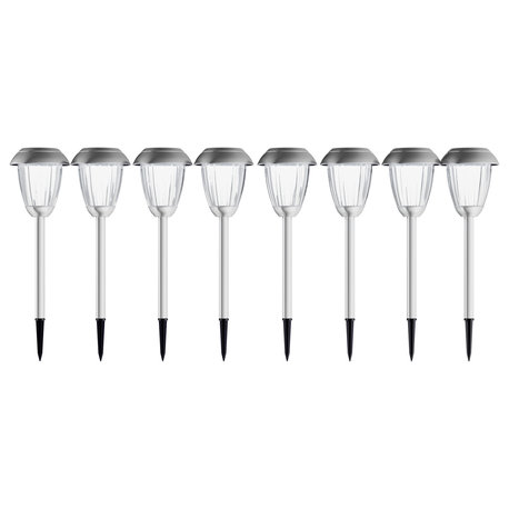 Solar Path Lights, Set of 8 Stainless Outdoor Lights by Pure Garden, Gunmetal