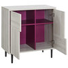 Contemporary Storage Cabinet, Unique Design With 2 Doors & Inner Shelves, Birch
