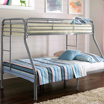 Twin Over Full Silver Metal Bunk Bed