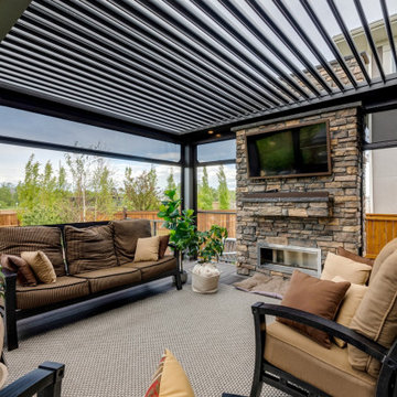 Enclosed StruXure Adjustable Pergola Outdoor Sitting Area with Lights & Heaters
