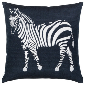 Zebra Indigo, Double-Sided Indoor/Outdoor Performance Pillow, 20" x 20"