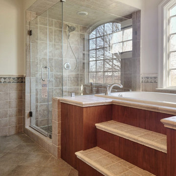 90 Degree Corner Shower with Beveled Clamps and Hinges