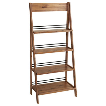4-Tier Ladder Bookshelf - Freestanding Bookcase with X-Back Frame