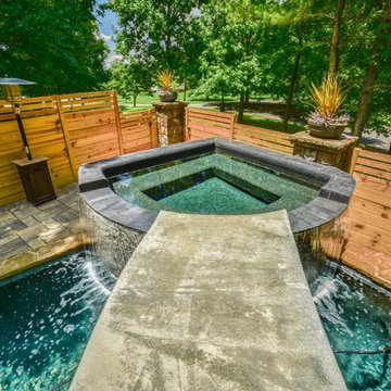 Unique Modern Pool & Spa with Floating Walkway
