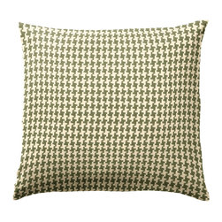 Green Handwoven Houndstooth Custom Throw Pillow - Decorative Pillows