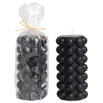 Creative Co-Op - Unscented Hobnail Pillar Candle, Black - This intricately carved pillar candle showcases a striking hobnail design; 100% Paraffin Wax; 3" L x 3" W x 6" H
