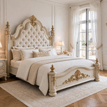 Luxury Solid Teak Wood Bed | Classic Carved Bedroom Furniture & Elegant Master B