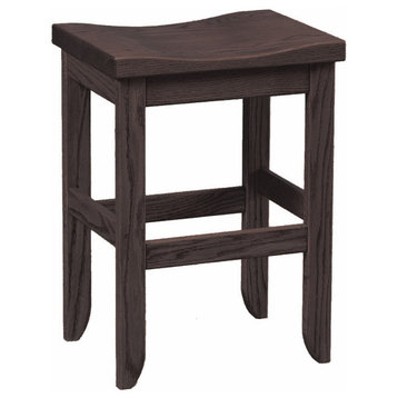 Amish Made Oak S-Top Stool, Onyx Stain, Bar Height