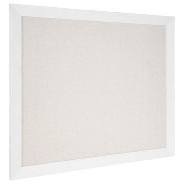 Beatrice Framed Linen Fabric Pinboard, White 27x33