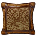 Paseo Road by HiEnd Accents - Framed Tree Pillow With Faux Leather Detail, 18x18 - Wash Instructions: Dry Clean Recommended
