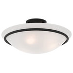 Livex Lighting - Livex Lighting 4824-04 Newburgh - 3 Light Semi-Flush Mount In Transitional Style - This three light semi flush mount features a lustrNewburgh 3 Light Sem Black White AlabasteUL: Suitable for damp locations Energy Star Qualified: n/a ADA Certified: n/a  *Number of Lights: 3-*Wattage:75w Medium Base bulb(s) *Bulb Included:No *Bulb Type:Medium Base *Finish Type:Black