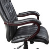 Dixon Executive Chair Black Bonded Leather, Wood Accents in a Rich Mahogany