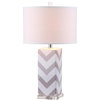 Safavieh LIT4136 Chevron 2 Light Accent Table Lamp with Cylinder Cotton Shade (