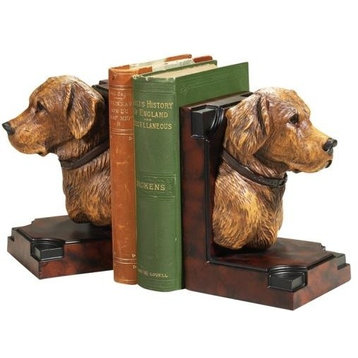 Bookends Bookend TRADITIONAL Lodge Yellow Lab Labrador Dog Head Dogs