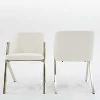 Elite Living Lynda Dining Chairs (Set Of 2) – White Faux Leather, Modern Metal Frame