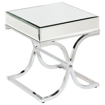 Mirrored, End Table, Chrome